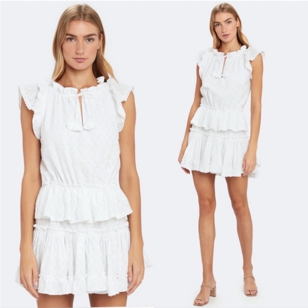 Misa Los Angeles Lilian Dress White Ruffle Mini Small